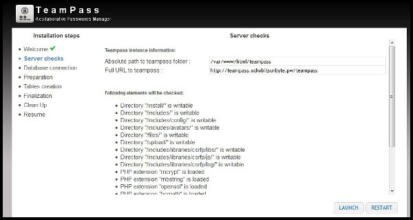 Rutas y requisitos instalación teampass