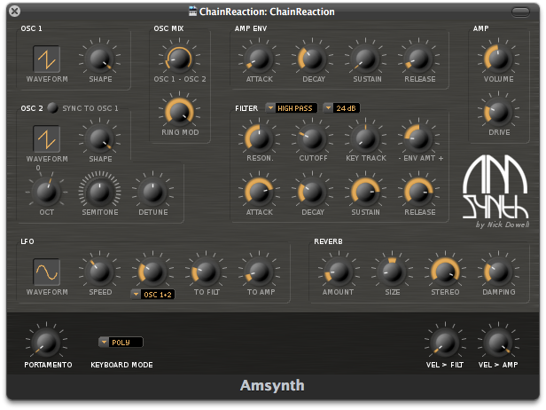 Interfaz de Amsynth